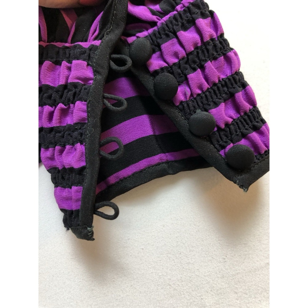 Vintage Mary McFadden for Jack Mulqueen Silk Blouse Skirt Set Purple Black Sz 8 - Picture 8 of 12